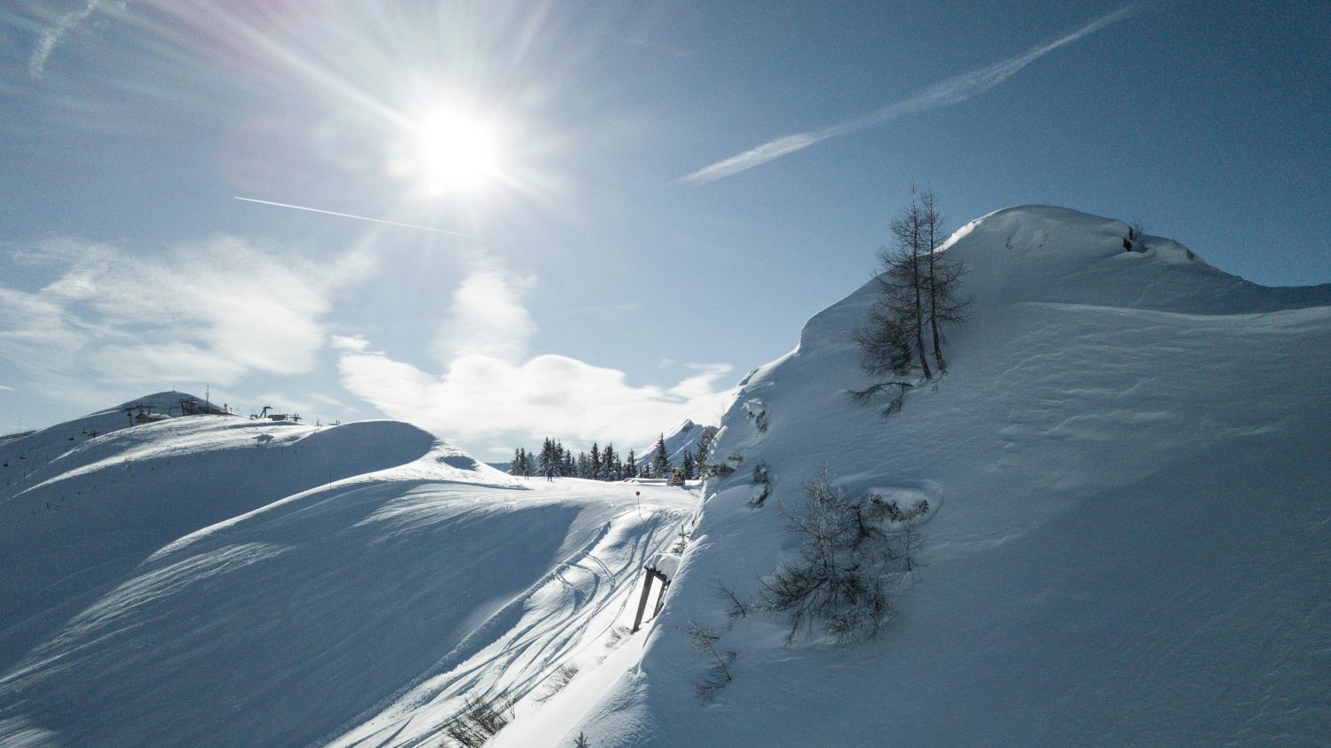 Wunderbarer Sonnentag im Skigebiet Dorfgastein mit Blick auf das Fulseck