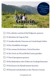 Die Gastein Sommer Bucket List