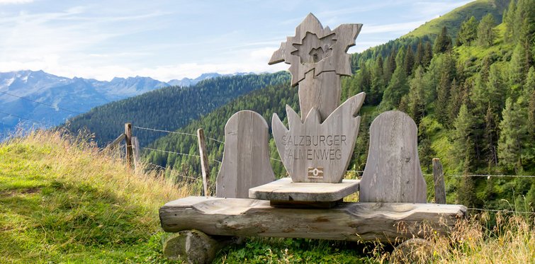 Spezielle Sitzbänke entlang des Salzburger Almenweges im Gasteinertal