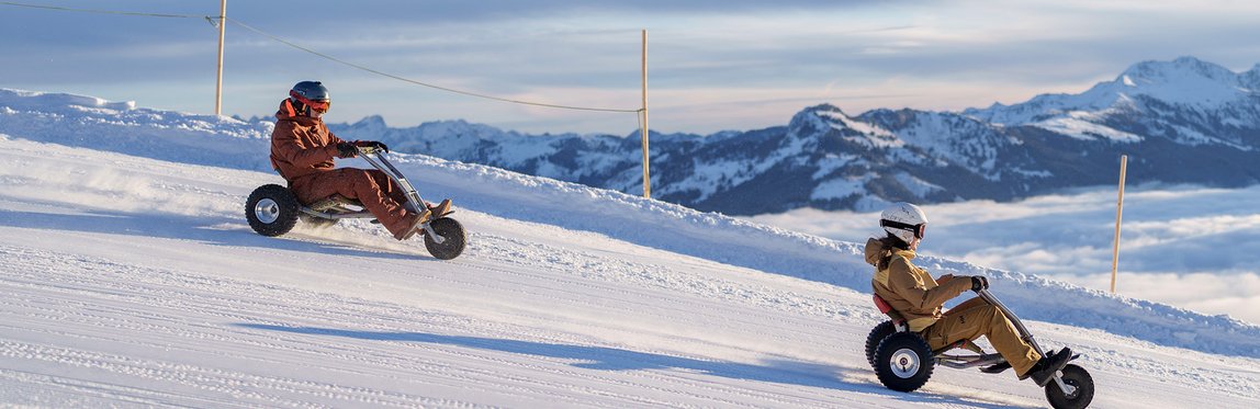 Sonnige Abfahrt beim Early Winter Mountaincart