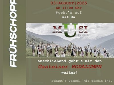 Plakat Frühschoppen auf der Reiterhütte